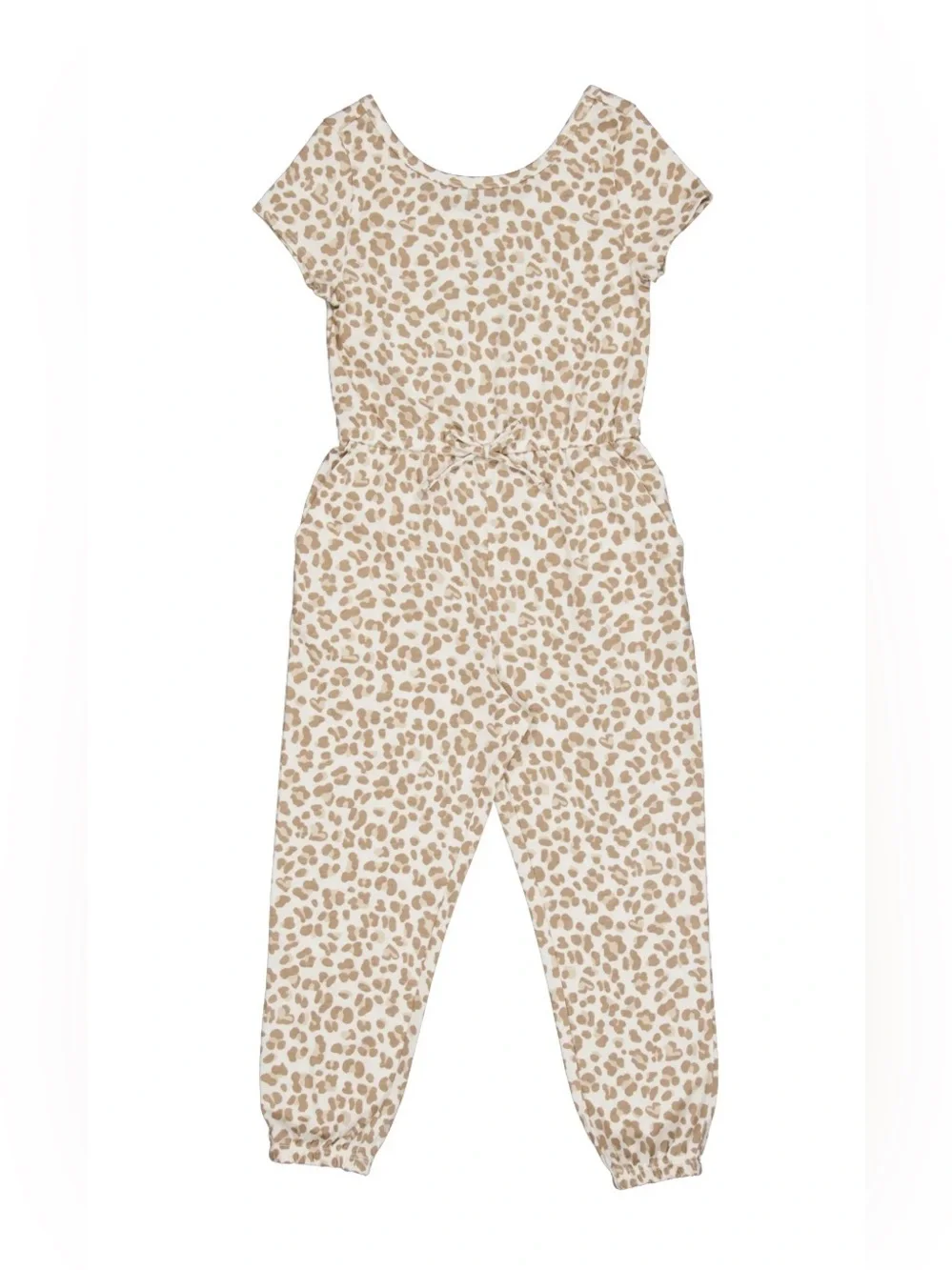 NWT Wonder Nation Girls Plus 10/12 Leopard Print Jumpsuit Jogger One Piece Ivory